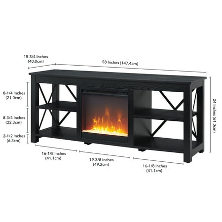 Camden&Wells - Sawyer Crystal Fireplace TV Stand for Most TVs up to 65" - Black