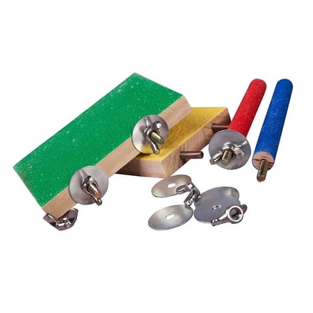 TureClos Frosted Pet Perch Stand Platform Wood Paw Grinding Stick Cage Accessories Exercise Toy