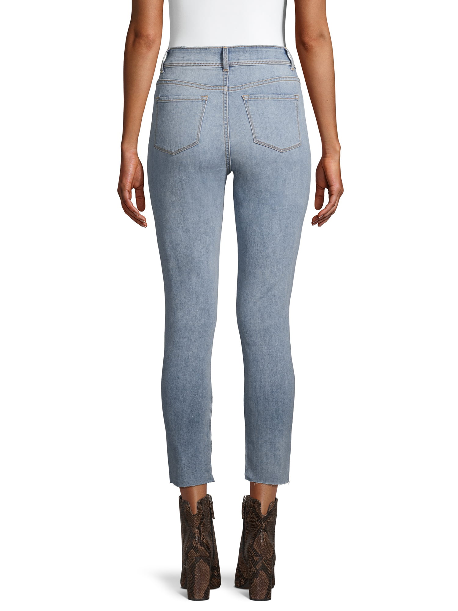 High Rise Button Skinny Jeans 