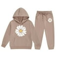 thumbnail image 3 of WOYY Little Girls Outfits Flower Print Hoodie Jogger Pants Sweatsuits, Sizes 5-6, 3 of 3