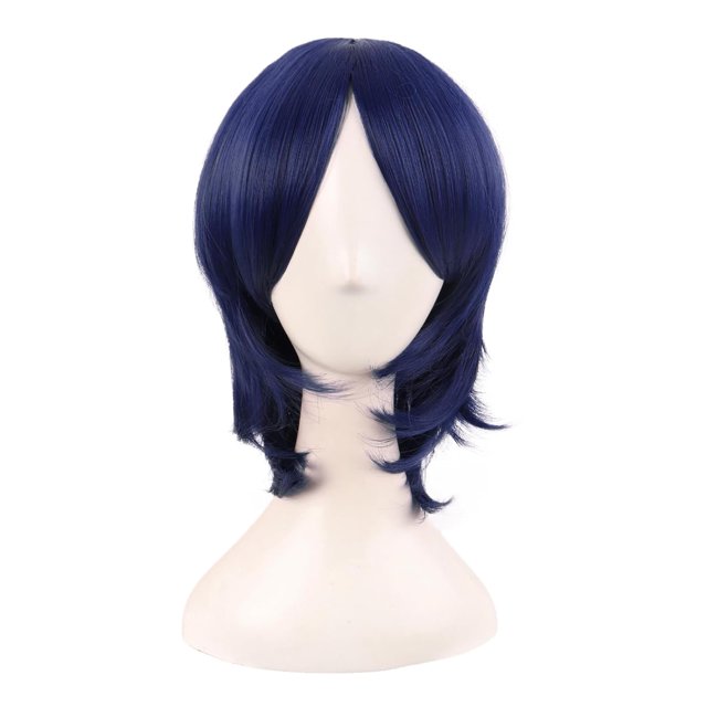 LinYooLi Perruque Cosplay en Fibre Synthétique 16 Pouces/40 cm (Blanc/bleu Azure)