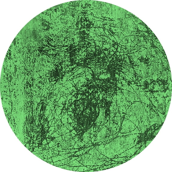 Ahgly Company Indoor Round Oriental Emerald Green Industrial Area Rugs, 8' Round