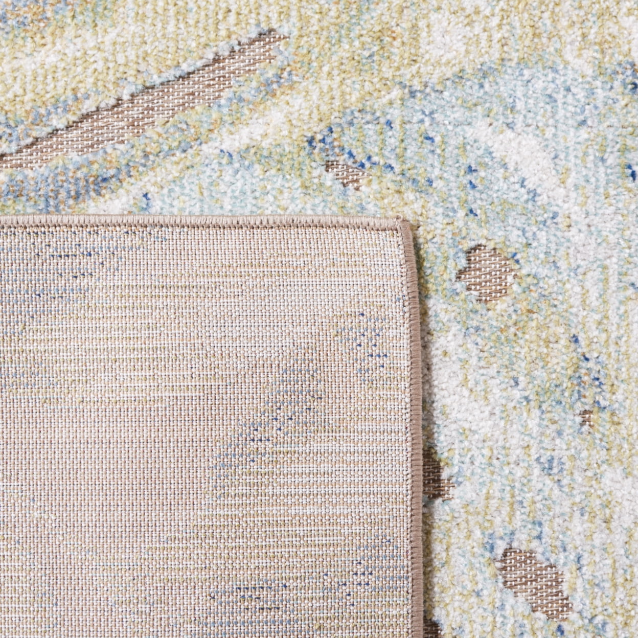 SAFAVIEH Sarasota Alexa Botanical Indoor/Outdoor Area Rug, Light Green/Brown, 5'3" x 7'7"