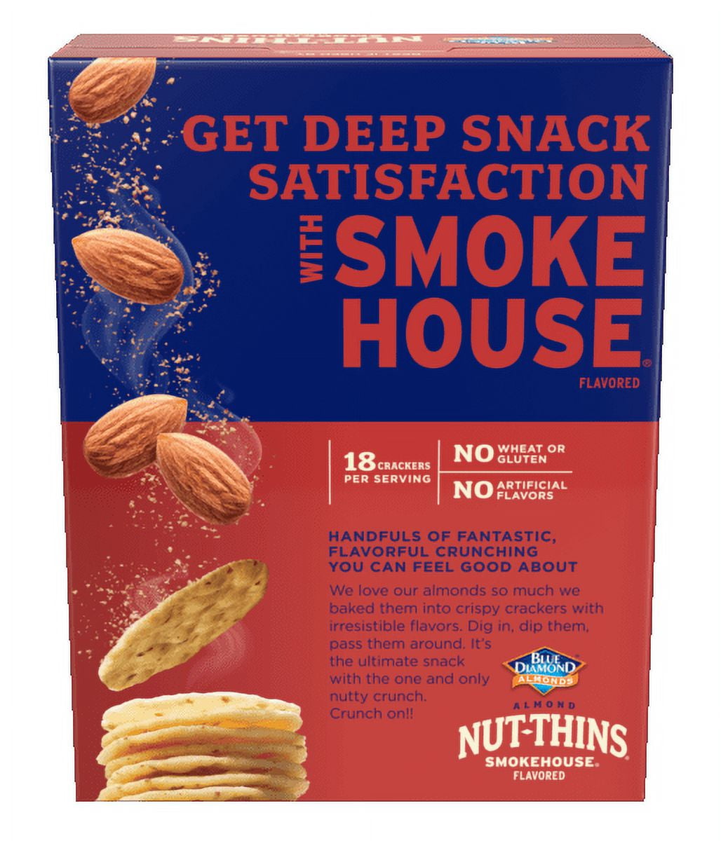Blue Diamond Almonds Nut-Thins Smokehouse Flavored Rice Cracker Snacks with Almonds, 4.25 oz