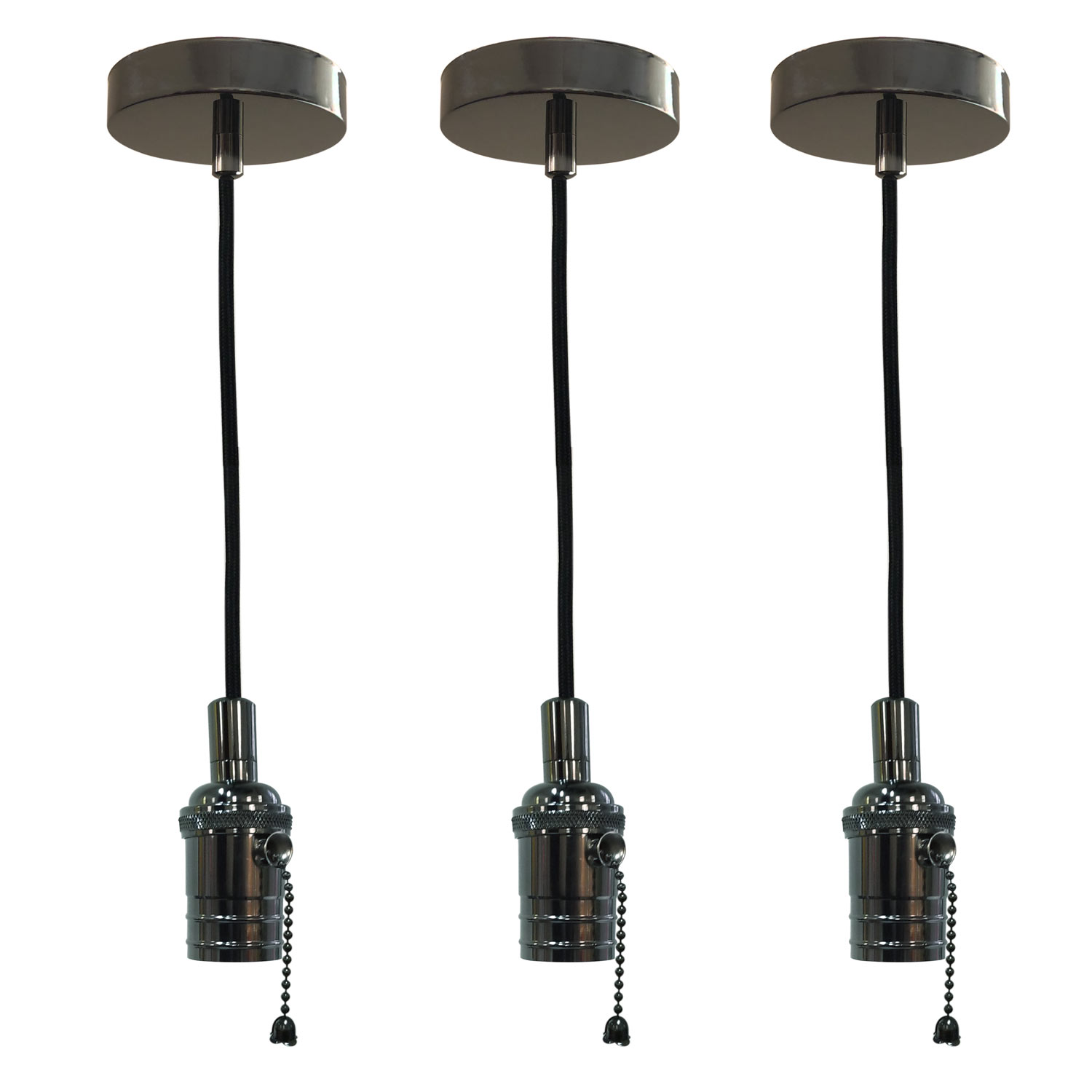 Royal Designs VintageStyle Gun Metal Gray Pull Chain Pendant Light