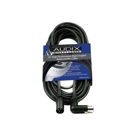 Audix - Microphone extension cable - XLR3 female to XLR3 male - 25 ft - shielded twisted pair coaxial - right-angled connector