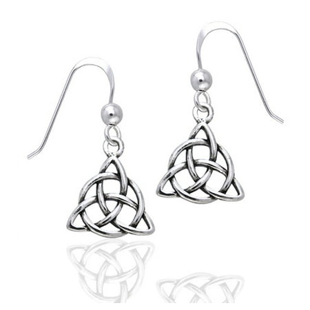 - Small Celtic Triquetra or Holy Trinity Knot Symbol Dangle Sterling Silver Hook Earrings