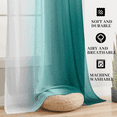 thumbnail image 4 of Teal Curtains 84 inch Long Ombre Sheer Curtains Semi Gradient Tab Top Curtains for Bedroom and Living Room, Set of 2 Window Panels, W52 x L84, 4 of 6