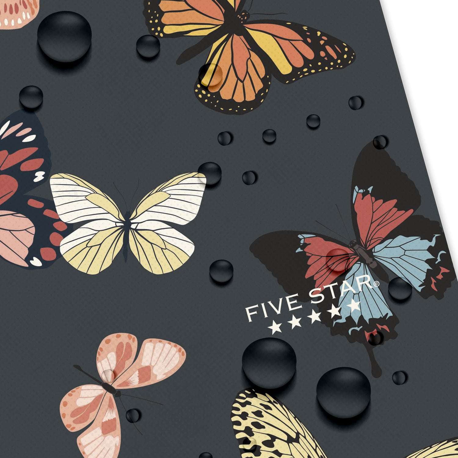 Five Star Butterflies Notebook Plus Study App, 1 Subject, College Ruled, 8.5" x 11"