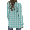 thumbnail image 6 of DDAPJ pyju Women's Plaid Jacket Lightweight Open Front Cardigans Trendy Casual Long Sleeve Soft Drape Fall Cardigan Mint Green XXXXXL, 6 of 7