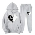 thumbnail image 3 of VBTAPA Womens 2 Piece Sweatsuit Love Heart Graphic Pullover Hoodies and Jogger Sweatpants Lounge Track Suits Set Casual Jogging Matching Suits Prime Sales of The Day Gray XL, 3 of 4