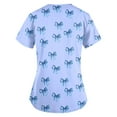 thumbnail image 4 of Plus Size Scrubs, Medical Uniforms with Dual Pockets Four Seasons Nursing Scrub Shirt Bow Print Healthcare Workwear Christmas Nurse Work Apparel Nightmare Before Womens Tops Blue 4Xl, 4 of 4