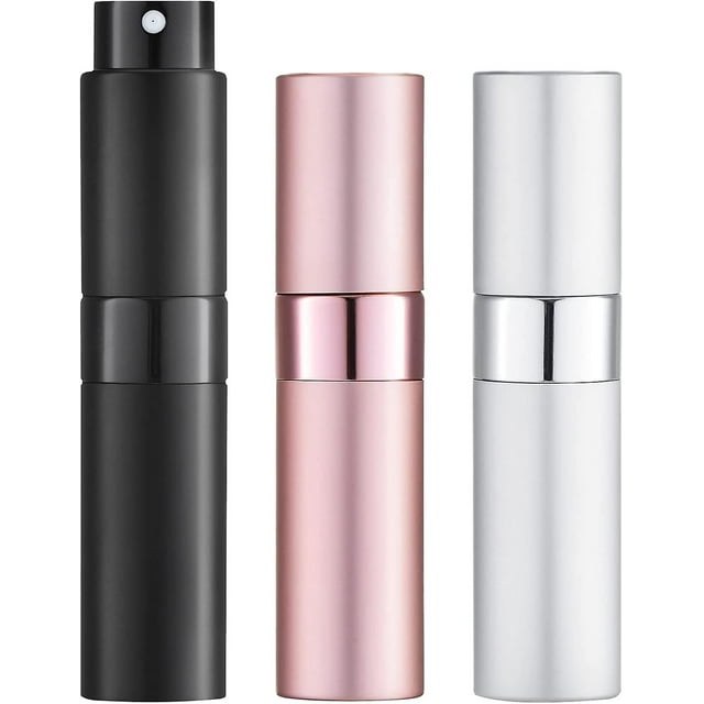 Botella de perfume vacía de 8 ml 3 piezas atomizador en aerosol zhang ming plata rosa negro