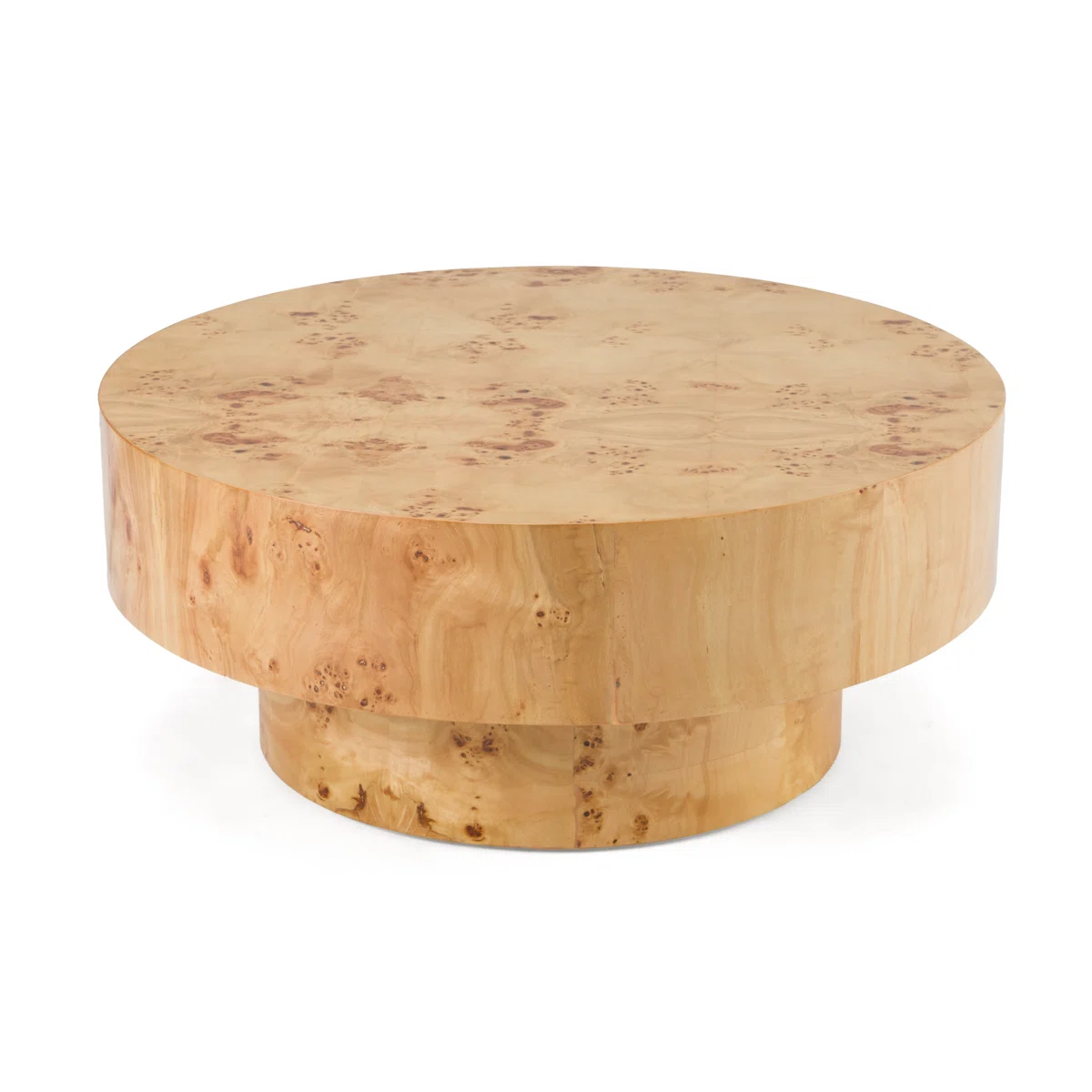 Gelloan 31.5" Round Coffee Table, Modern Drum Burl Coffee Tables for Living Room 31.5" Mid Century Wooden Pedestal Circle Accent Small Center Apartment Easy Assembly,Burl