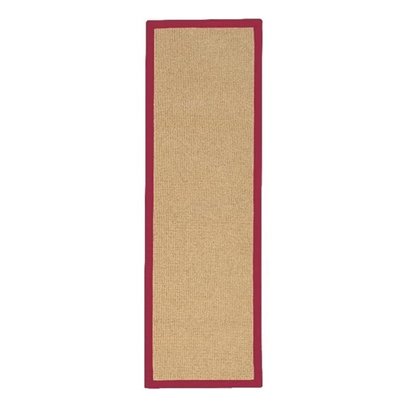 Linon Empire Machine Tufted Wool 2'6"x8' Rug in Sisal and Red