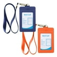 thumbnail image 1 of 2pcs Leather Vertical Badge Holder ID Card Holder Case with ID Window for School Office, 1 of 5