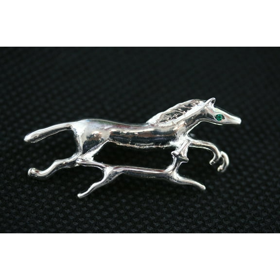 Vintage Silver-tone Galloping Horse Pin Brooch Horse Mother And Colt Pin Brooch