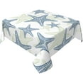 thumbnail image 2 of Beach Square Tablecloth 60x60 Inch Ruitic Navy Blue and Teal Starfish Table Cloth Waterproof Fabric Farmhouse Coastal Tablecloths Decorative for Holiday Home Party Picnic, 2 of 6