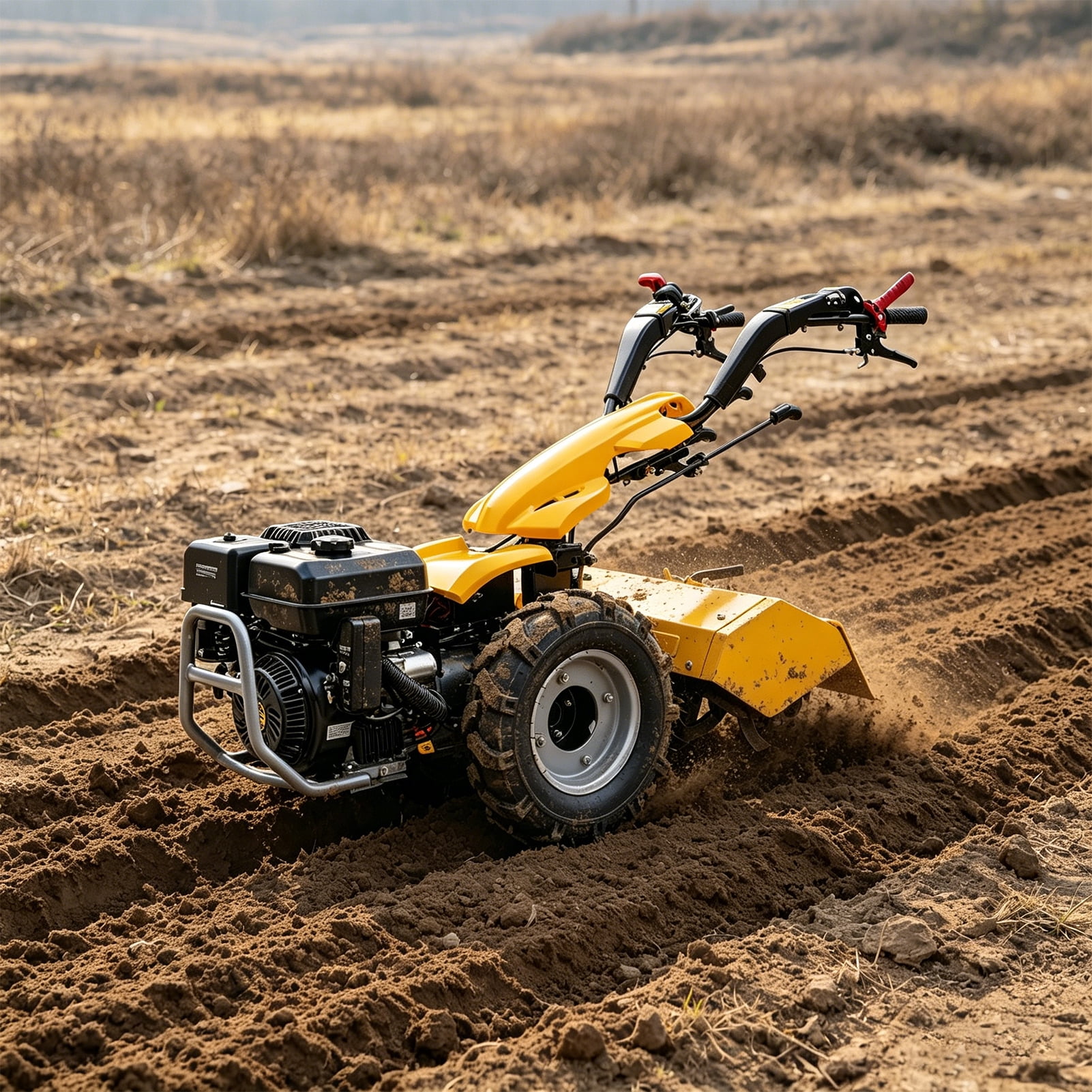 MMS 26''  Rear Tine Tiller Cultivator, 13.5HP 420CC Tractor Rototiller Dual Direction Full Gear Transmission Replaceable Module