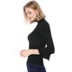 thumbnail image 4 of Suéter de cuello alto Allegra K con volantes para Mujer Negro XL, 4 of 6
