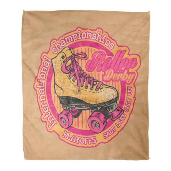 NUDECOR Semtomn Decorative Throw Blanket 58x80 Inches Rollerskate Roller Derby International Championships Retro Skate and Vintage Warm Flannel Soft Blanket for Couch Sofa Bed