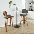 thumbnail image 3 of LumiSource Walnut Wood, Black Metal, Grey PU Lombardi 30" Fixed-Height Barstool - Set of 2, 3 of 4