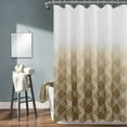 thumbnail image 2 of Brown Reeple Ombre Shower Curtain, Modern Geometric Pattern Bathroom Shower Curtains with 12 Hooks, Waterproof Shower Curtain, Durable and Machine Washable, 72 x 72 inches, 2 of 6