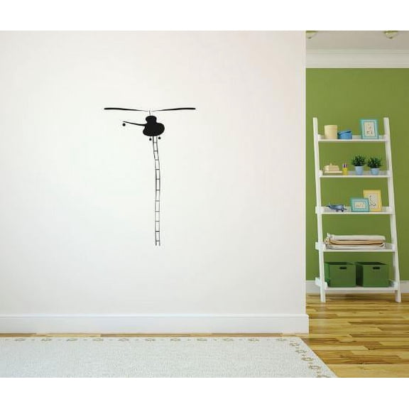 Custom Decals - Prices Reduced Vinyl Wall Sticker : Helicopter With Ladder Bedroom Bathroom Living Room Mural : 30 X60" -