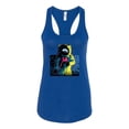 thumbnail image 2 of Wild Bobby, Colorful Cosmic Neon Astronaut Lunar Spaceman Moon Galaxy, Fashion, Women Racerback Tank Top, Royal, Medium, 2 of 4