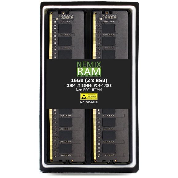 NEMIX RAM 16GB (2X8GB) DDR4 2133MHZ PC4-17000 1Rx8 1.2V 288-PIN Non-ECC UDIMM Unbuffered Desktop Memory KIT