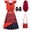 Red-10, variant on URSOFINE Blue Royal Rebel Costume Set with Wig & Accessories – 5-Piece Faux Zipper & Stud Print Dress Up Outfit for Halloween, Birthday Party & Cosplay (Sizes 6/6X)