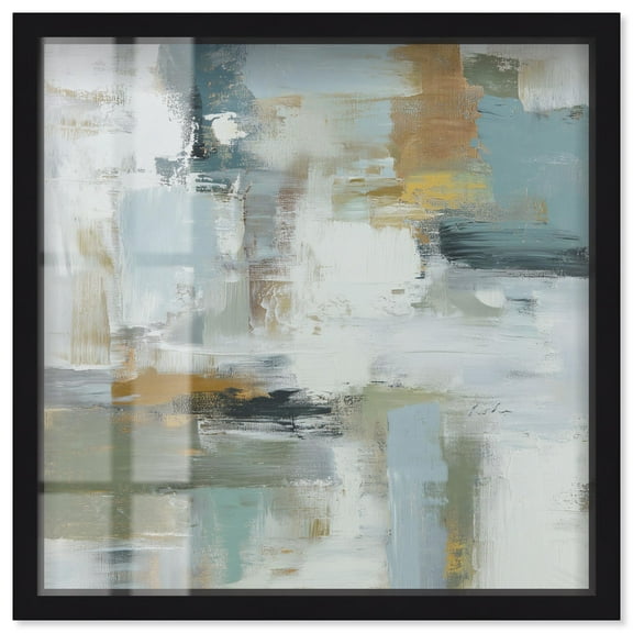 Dreamcatcher's Horizon III Shadowbox Print Coastal Abstract Art by Art Remedy, Black Frame, 12 x 12