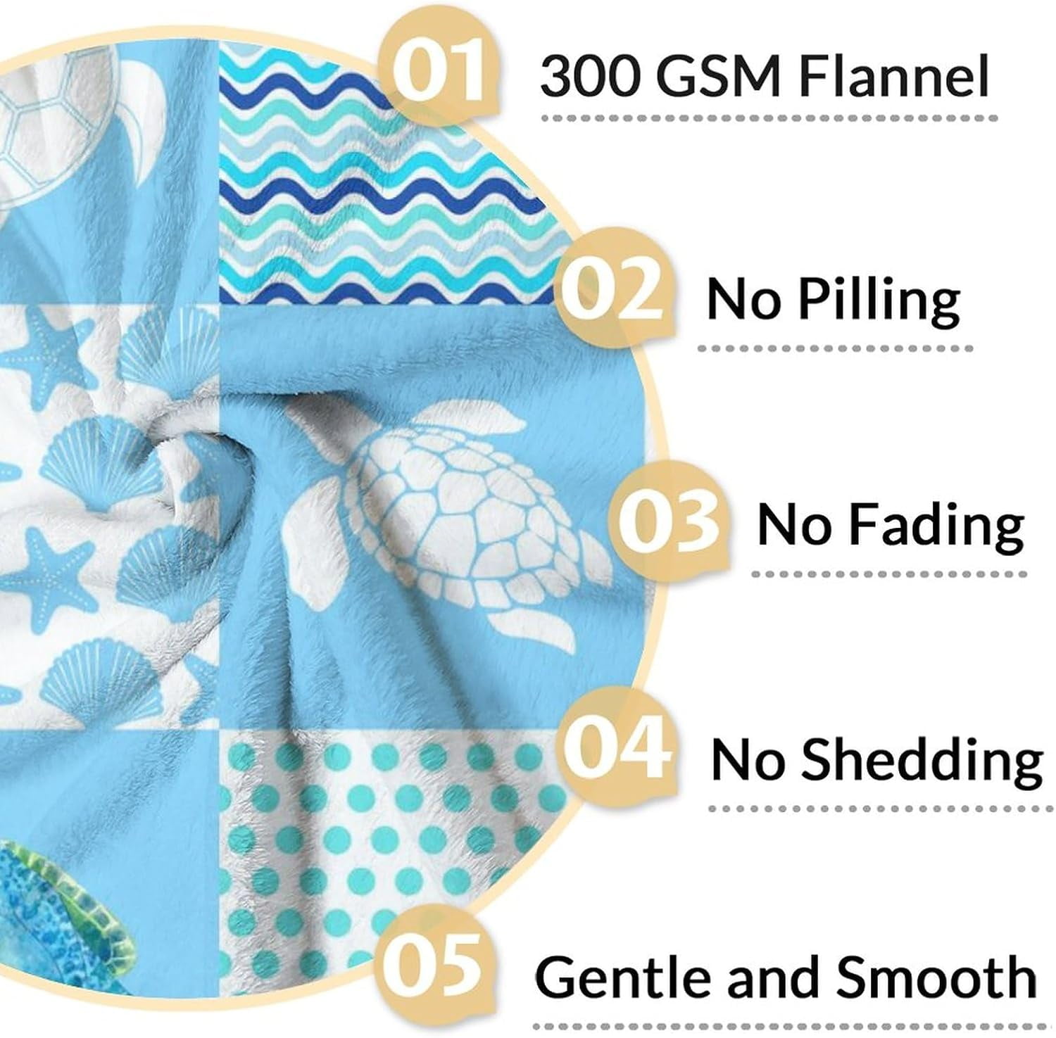 Sea Turtle Blanket for Women & Girls - 40x50 Inches Crib Size - Soft Fuzzy Plush Throws Gifts - Blue Cute Ocean Blanket for Couch & Sofa