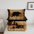 thumbnail image 5 of Manfei Rustic Bear Plaid Queen Comforter Set,Retro Pine Grid Comforter Sets Queen,Brown,Black Reversible,3pcs,1 Comforter and 2 Pillowcases, 5 of 7