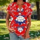 thumbnail image 4 of Tejiojio Women's Loose Casual V-Neck Button Front Raglan Sleeve Short Sleeve T-Shirt for Everyday Wear, 4 of 6