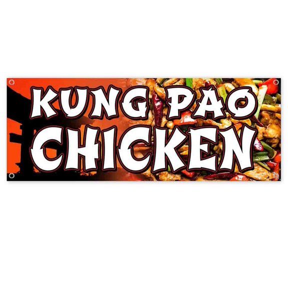 Kung Pao Chicken 13 oz Banner | Non-Fabric | Heavy-Duty Vinyl Single-Sided With Metal Grommets