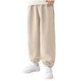 thumbnail image 2 of Bixock Toddler Boys Sweatpants Elastic Waist Corduroy Jogger Pants Kids Trousers Elastic Waist Solid Color Side Pocket Loose Soft Fall Winter Campus Casual Daily Wear Size 7-8Years, 2 of 6