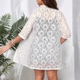 thumbnail image 4 of WTOBBY Women's Cardigan Sweater with Long Sleeve and V-Neck, Casual Lightweight Button Down Top for Fall, Elegant Lace Detail Open Front,White XL, 4 of 5