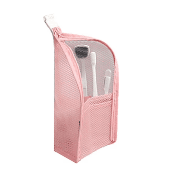 Chanana Standing Toiletry Bag, 2026 New EVA Mesh Large Capacity Cosmetic Waterproof Bag, Upgrade Portable Lightweight Travel Toiletry Bag Water Resistant Toiletries Storage Bag (Pink)