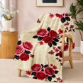 thumbnail image 3 of SPXUBZ Red Rose Floral Flannel Fleece Blanket, Romantic Flower Throw Blanket, Soft Cozy Warm Blanket for Bedroom Sofa Couch Home Decor, 3 of 5