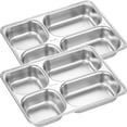 thumbnail image 1 of 2pcs Stainless Steel Rectangular Deepen Divided Dinner Tray Metal Plate for Adults Kids, 1 of 9
