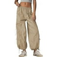 thumbnail image 2 of Lentta Parachute Pants for Women Elastic High Waist Full Twist Hiking Cargo Pants Trousers, 2 of 7
