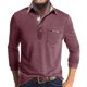 thumbnail image 1 of Men's Spring And Autumn Solid Color T-shirt Lapel 3 Button Open Placket Button Long Sleeved Top M, 1 of 6
