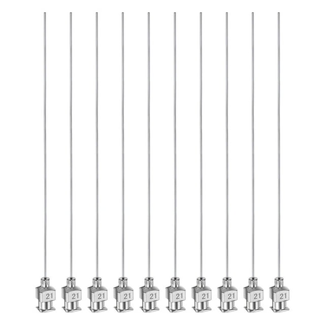 Uxcell 10 Pcs Aiguilles Distributrices en Acier Inoxydable 21G, Tube à Colle 4 Pouces Pointe Émoussée