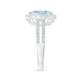 thumbnail image 3 of ANGARA Natural Oval 2.2 ct Aquamarine Split Shank Halo Ring with Diamonds in 14K White Gold for Women (Size-10x8mm) | March Birthstone, Anniversary, Jewelry Gift for Women | Natural Aquamarine Ring, 3 of 10