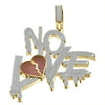 thumbnail image 3 of Custom Piece 29+ Grams 14K Yellow Gold Finish 3.50 Cwt. Simulated Diamond Shattered Broken Heart No Love Pave Pendant Charm Chain Neckless Set 2'', 3 of 6