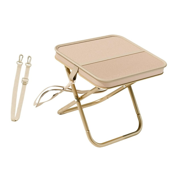 Taburete plegable para acampar con estructura en forma de X, silla de pesca para mochileros, barbacoas y playa. Caqui
