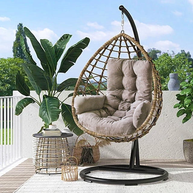 WFDC Swing Egg Chair Cushion Thickened Hanging Basket Seat Cushion Washable Hammock Chair Cushion Outdoor Patio Hanging Chair Cushion Replacement (Only Cushion),50x20 Inches,1 PCS,Gray