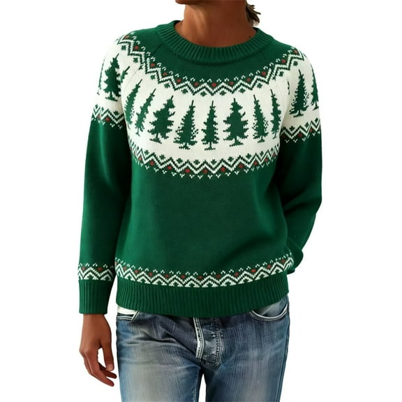 Tweang Vintage Christmas Sweaters for Women Norwegian Sweater Women Fall Sweaters for Women 2025 Christmas Sweaters for Women Fisherman Sweater Women Norway Sweater Sweaters for Women Green L