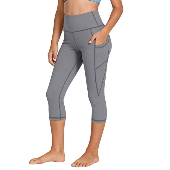 Xdegoge Capri Leggings for Girls with Pockets Buttery Soft High Waisted Pull on Yoga Leggings Skinny Fit Workout Leggings Gym Running Lounge Travel Wear
